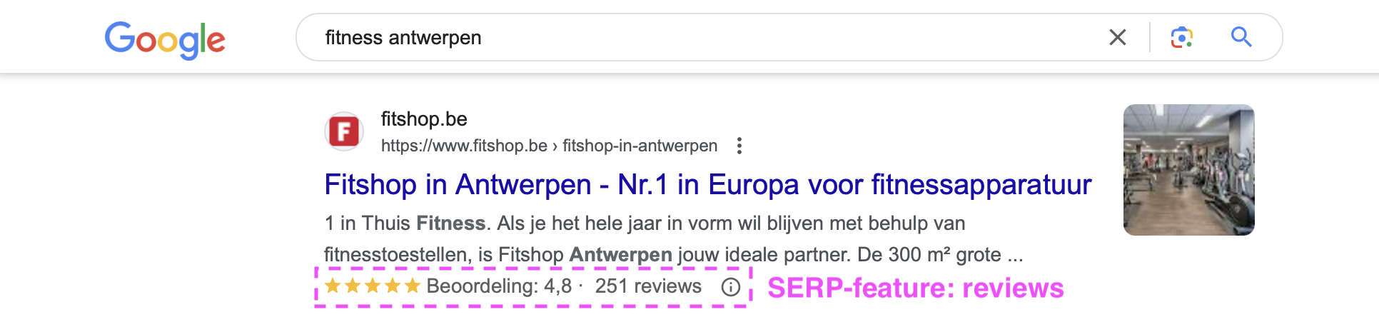 Wat is SEO - Voorbeeld SERP-feature review