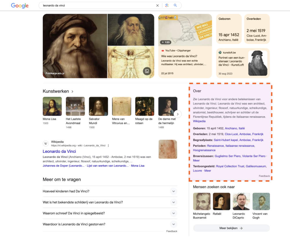 Wat zijn SERP Features Informatiepaneel