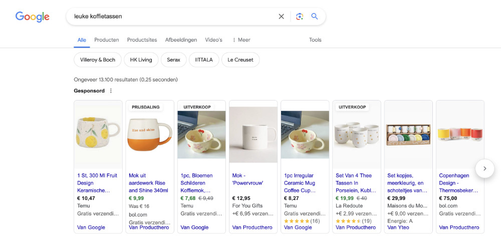 Wat zijn SERP features - Shopping Features (Winkelen)