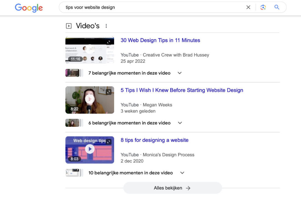 Wat zijn SERP features - Video features